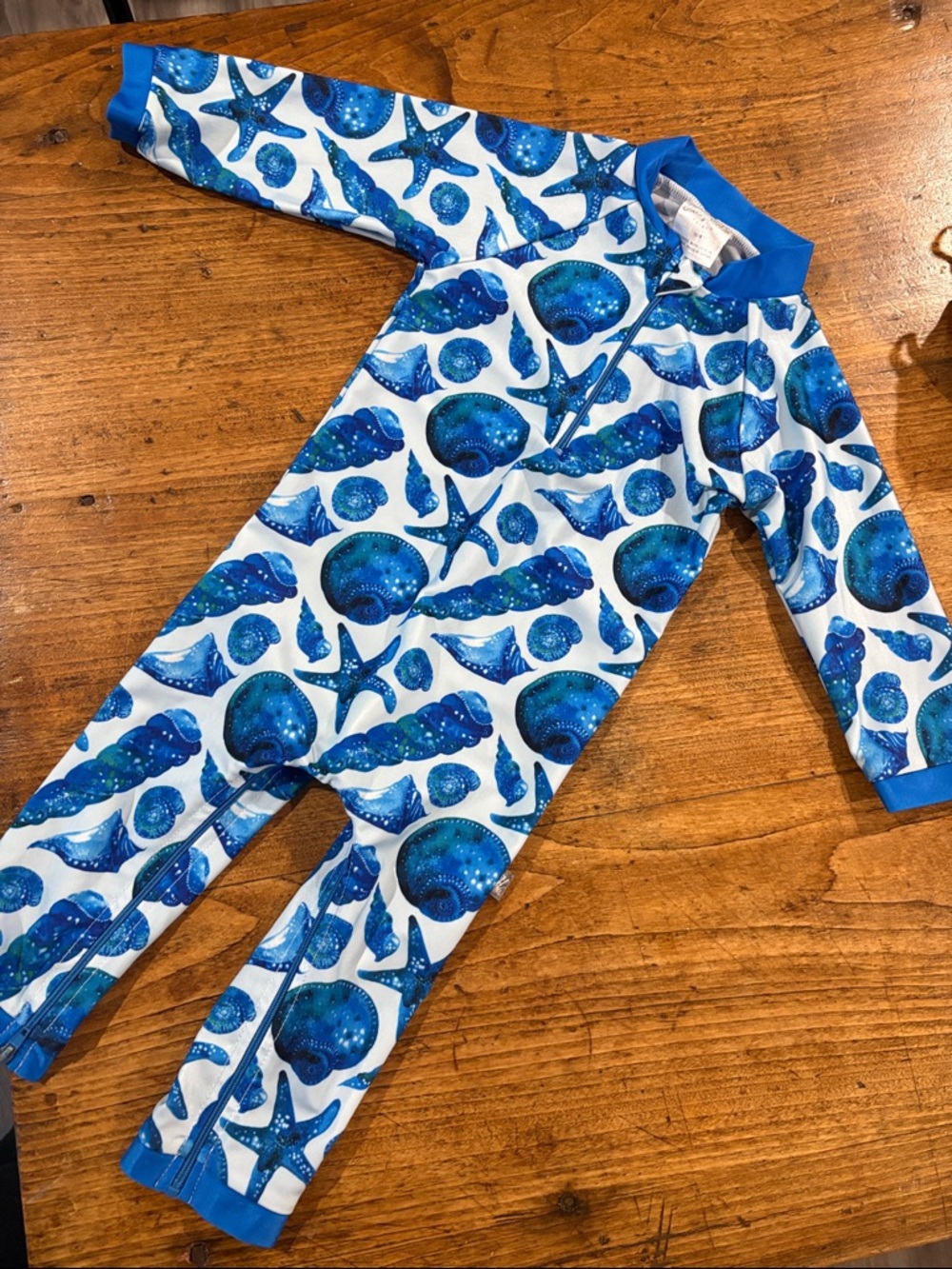 Honeysuckle. Seashell & Starfish One-Piece Bodysuit with Front Zipper